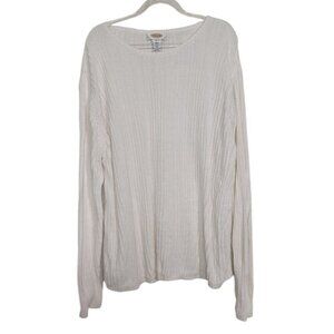 Talbots Ribbed Sweater Womens Size XL White Vintage Cotton Casual Long Sleeve